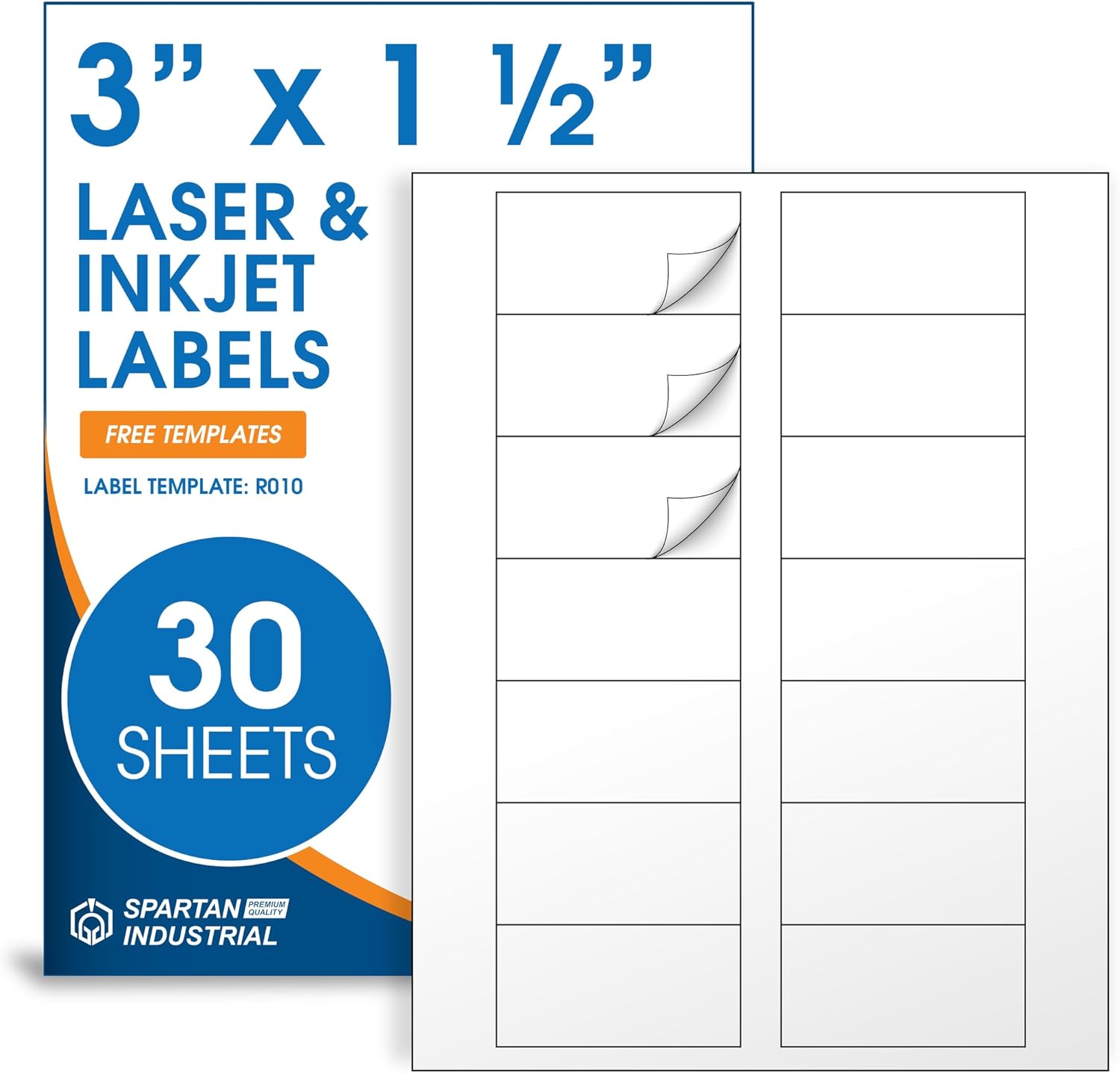 3" X 1.5" Matte White Printable Labels Compatible with Inkjet and Laser Printers - 30 Sheets, 420 Total Stickers for Bottles, Product Labeling, Mailing - Spartan Industrial Template R010