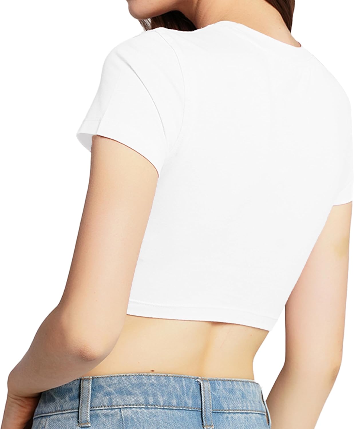 1 & 9 Crop Tops for Women Short Sleeve Square Neck Sexy Going Out Tops Cute Shirts Basic Tees for Women's Summer Y2k Fashion - Image 3