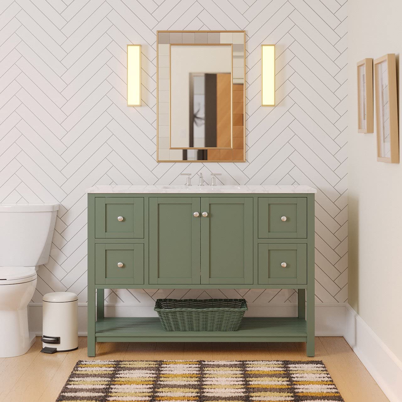 Lakeshore 48-inch Bathroom Vanity (Engineered Carrara/Sage Green): 