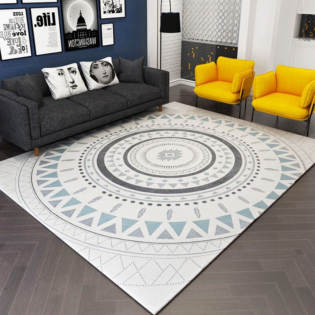 Tapis géométrique scandinave ultra doux grand format pour salon et chambre