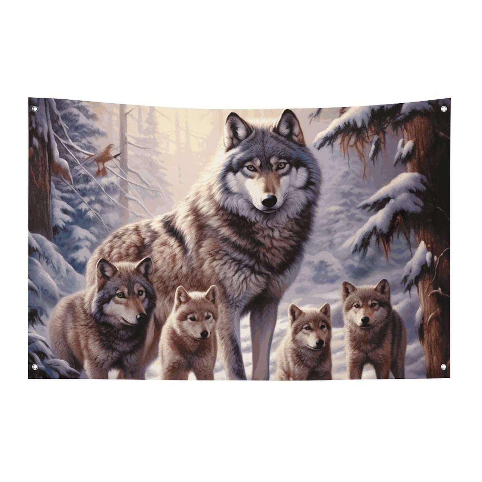 Drapeau loup pour décorer un mur de chambre ou un espace de festival extérieur