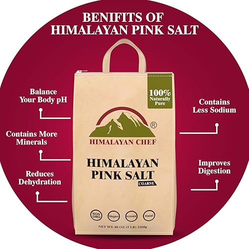 Miniatura 7 de Himalayan Chef Sal rosa gruesa para repuestos de molinillo – 5 libras 100% natural enriquecida con 84 minerales esenciales, sal rosa certificada