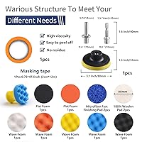 Vista 2 de Paquete de 120 almohadillas de pulido de 3 pulgadas para accesorios de lijado de taladro, kit variado con vástagos de 5/16 pulgadas y 1/4 pulgadas