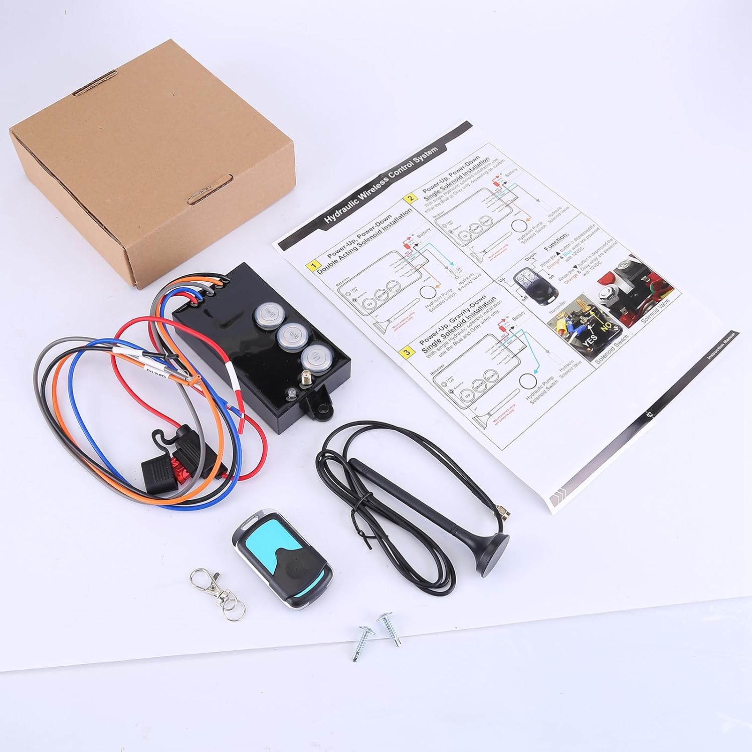 Zcargel Wireless Remote Control System G3-H01 Dump Trailer Wireless Remote Control System 12 Volt Hydraulic Lift Winch Tilt Dump Trailer Wireless Controller 50-100ft Operating Range