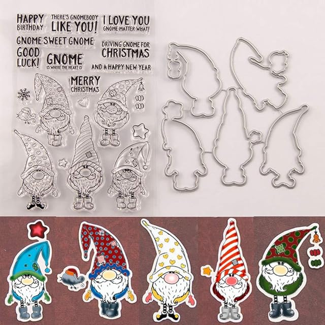 Mothcattl Cutting Dies,Xmas Santa Gnome Metal Cutting Dies Card Making Emboss Stencil DIY Scrapbook Album Paper Stamp Cards Craft Decor