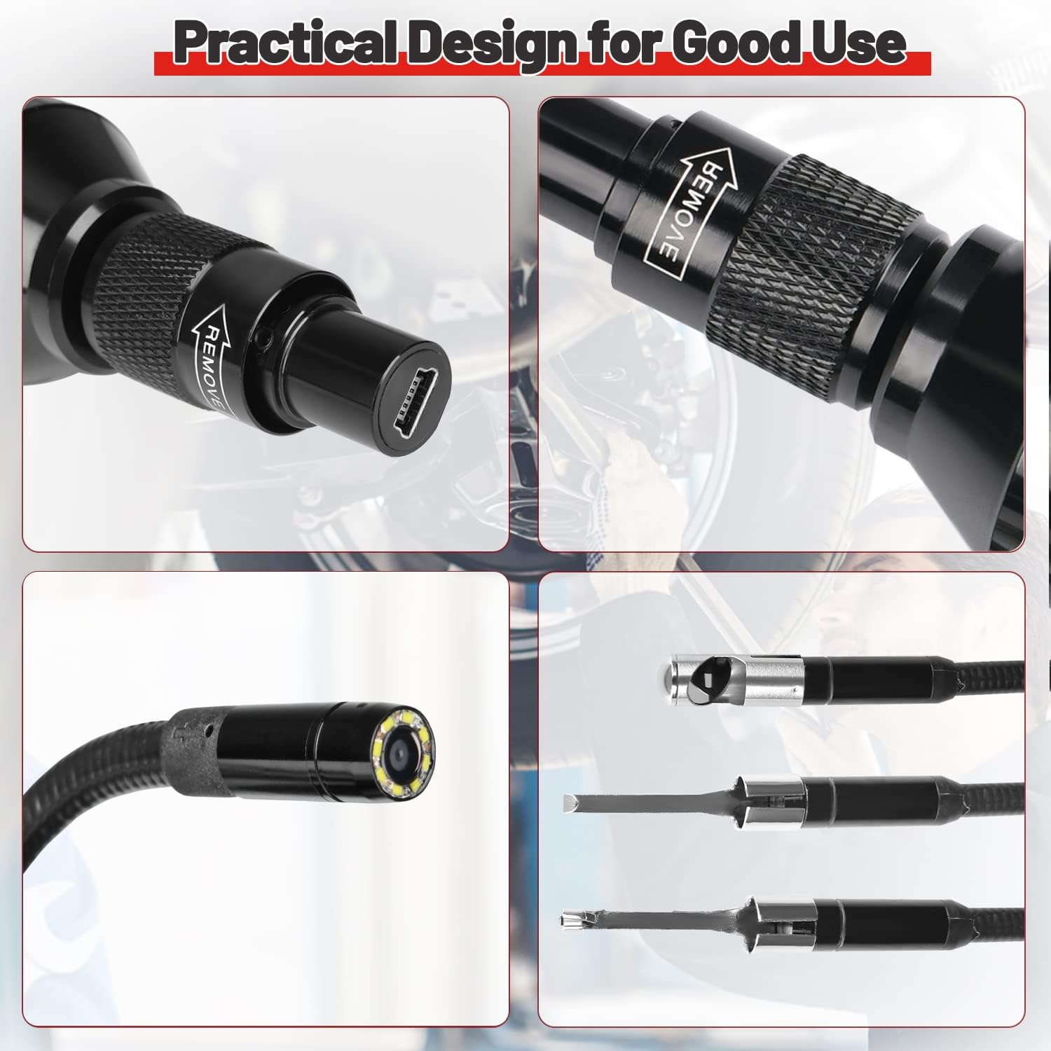 Autel MaxiVideo MV108S Borescope Inspection Camera, 2026 Endoscope with 8.5mm Waterproof Image Head, Work w/All Autel Scanners MK808 MX808 MX900 MK900