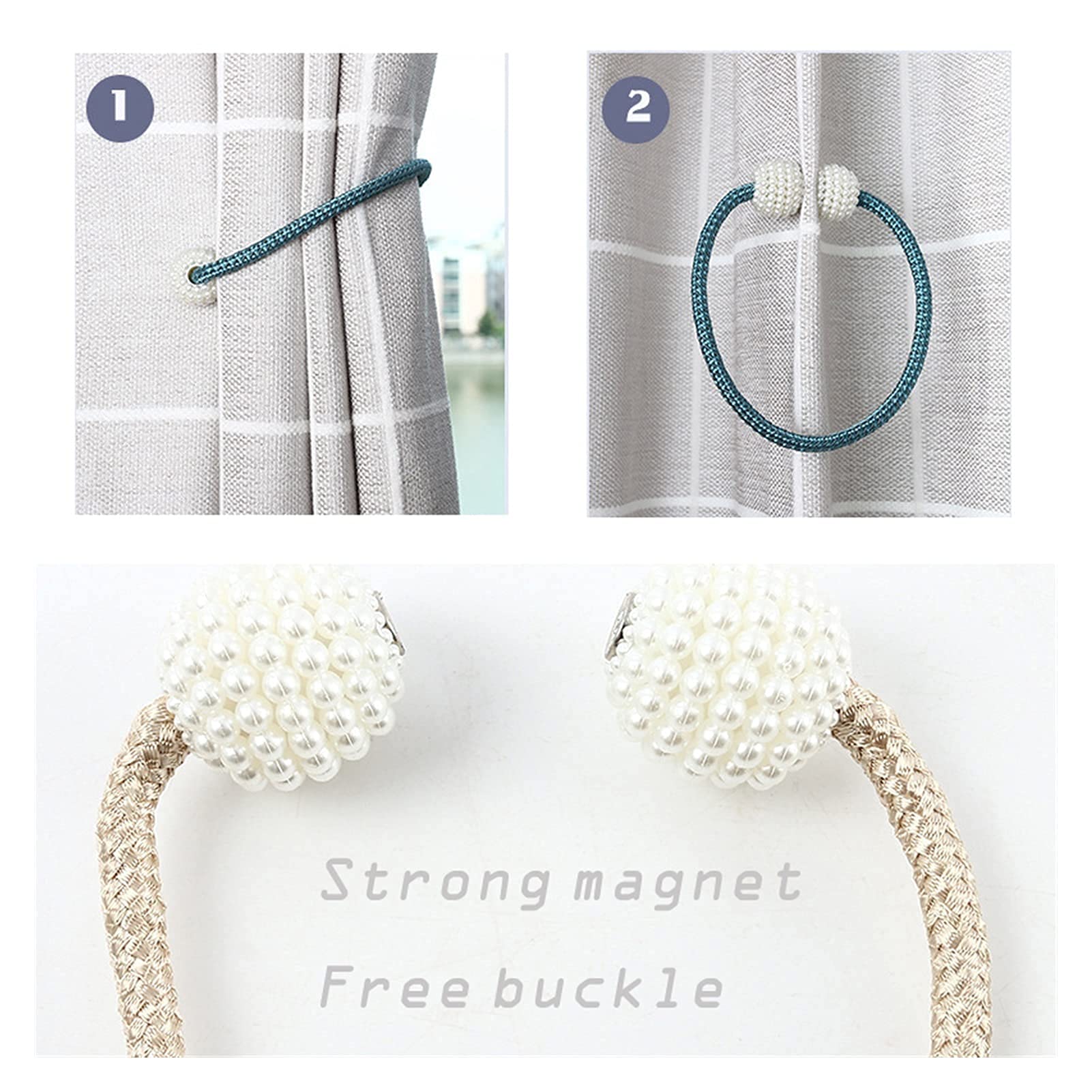 Rideau 2 Pcs Magnétique Rideau Clip Rideau Embrasse Boucle Clips Suspendu Boule Boucle Cravate Arrière Rideau Accessoires Décor À La Maison