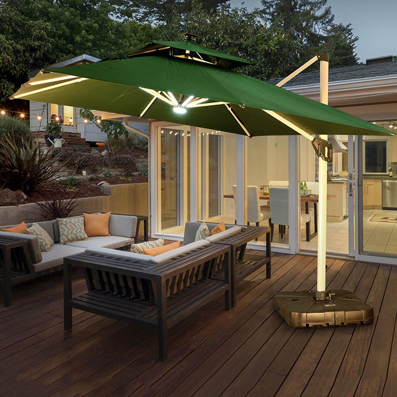 店頭引き取り限定】LEDライト付 パラソル 庭 屋外パラソル