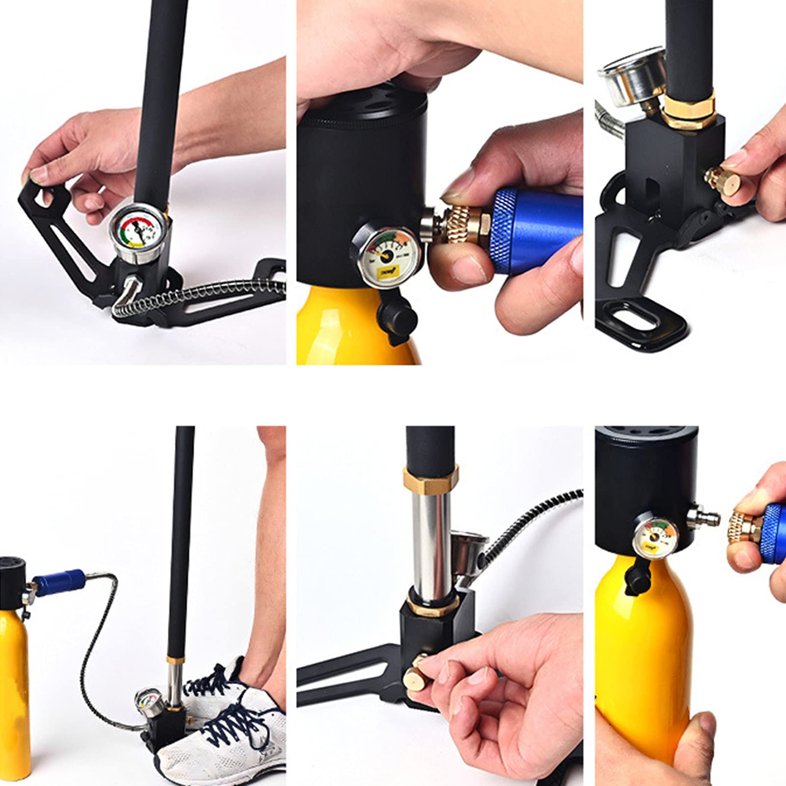 DIDEEP 0.5L Cilindro de oxígeno de Buceo Equipo de Buceo Profesional con 2 Cilindros 2 válvulas de respiración para exploración submarina Hecha de aleación de Aluminio de aviación
