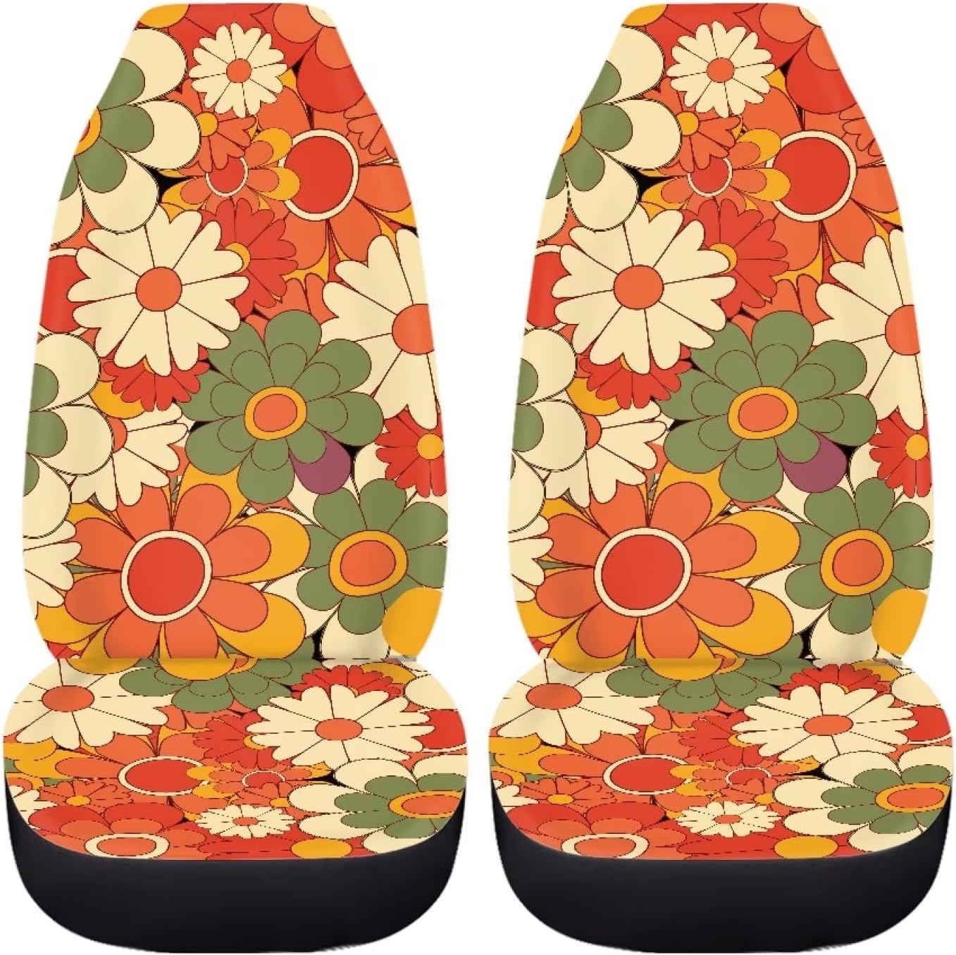 Daisy Flower Seat Covers for Car SUV Truck,Universal Auto Front Seat Covers Non-Slip Vehicle Seat Cushion Protector Universal Fit 2Pack