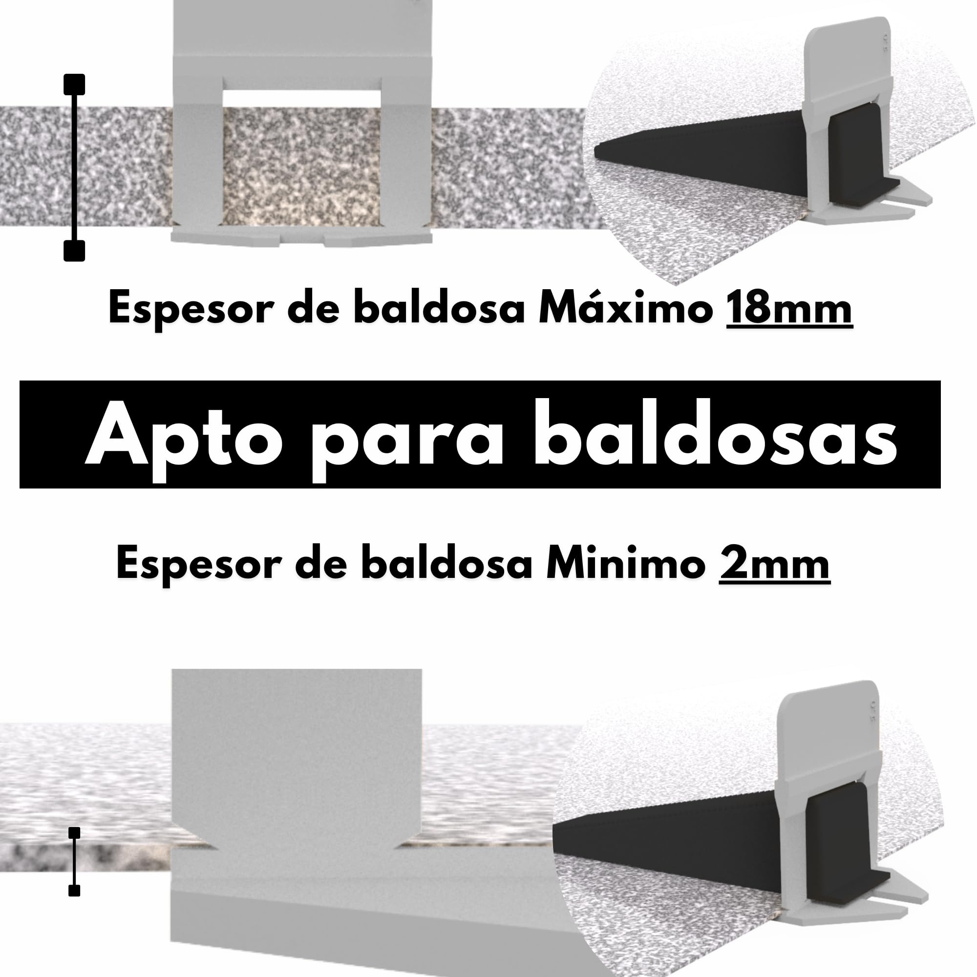 Lacosvi Clips Niveladores para Azulejos (Calzos de 0,5mm,300 uds) Grapas Espaciadores Niveladores para piso y azulejos Sistema de Nivelación para profesionales del Alicatado y Bricolaje