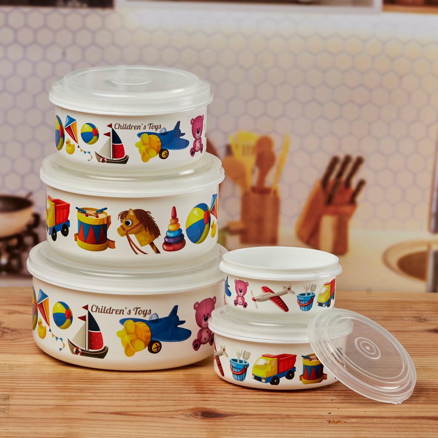 Kookee Plastic Airtight Food Storage Container with Lid for Kitchen, Set of 4, Used for storing all Foods, Fruits, Snacks, Salad, Dryfruits - Round (10692) 1
