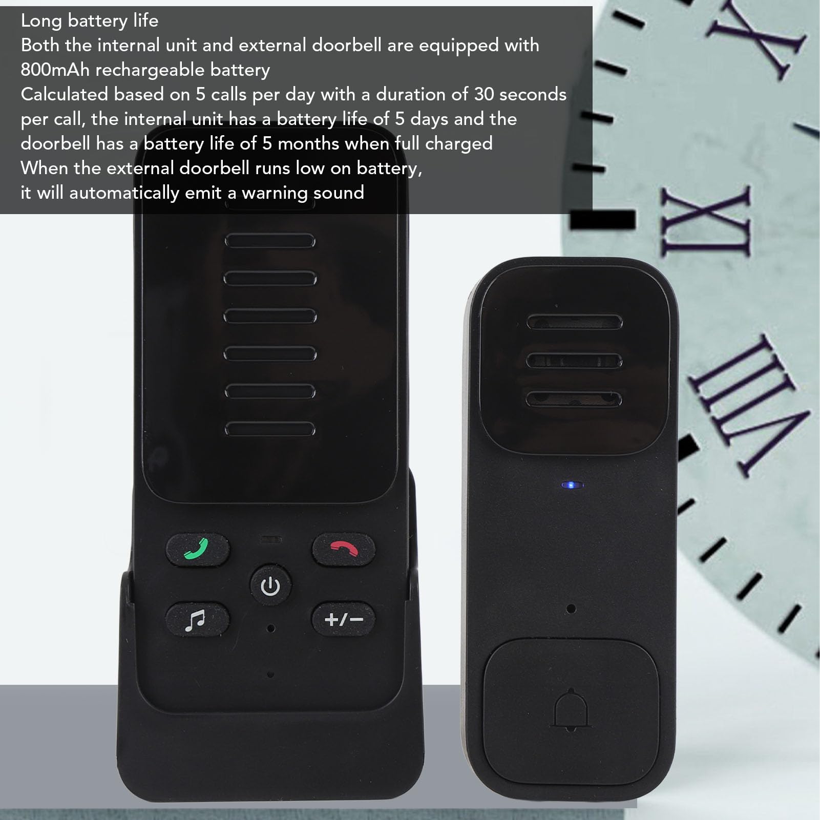 Puerto de Intercomunicador de Voz Inalámbrico para el Hogar, 2.4g WiFi Dúplex 2 Vías de Puerta Eléctrica de Voz con 300 M Rango 4 Niveles de Volumen, 800 MAh Batería Recargable