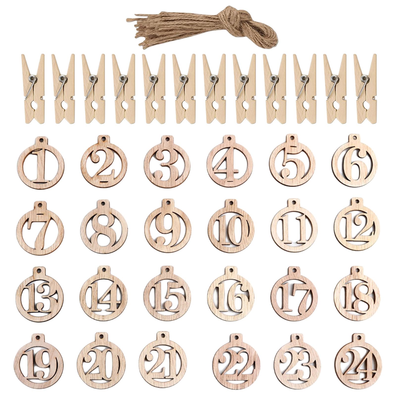 Advent Calendar Numbers Wooden,1 to 24 Christmas DIY Advent Calendar Number,Christmas Tree Pendants Ornaments for Indoor Outdoor Christmas Hanging Decoration (Lantern Pattern)
