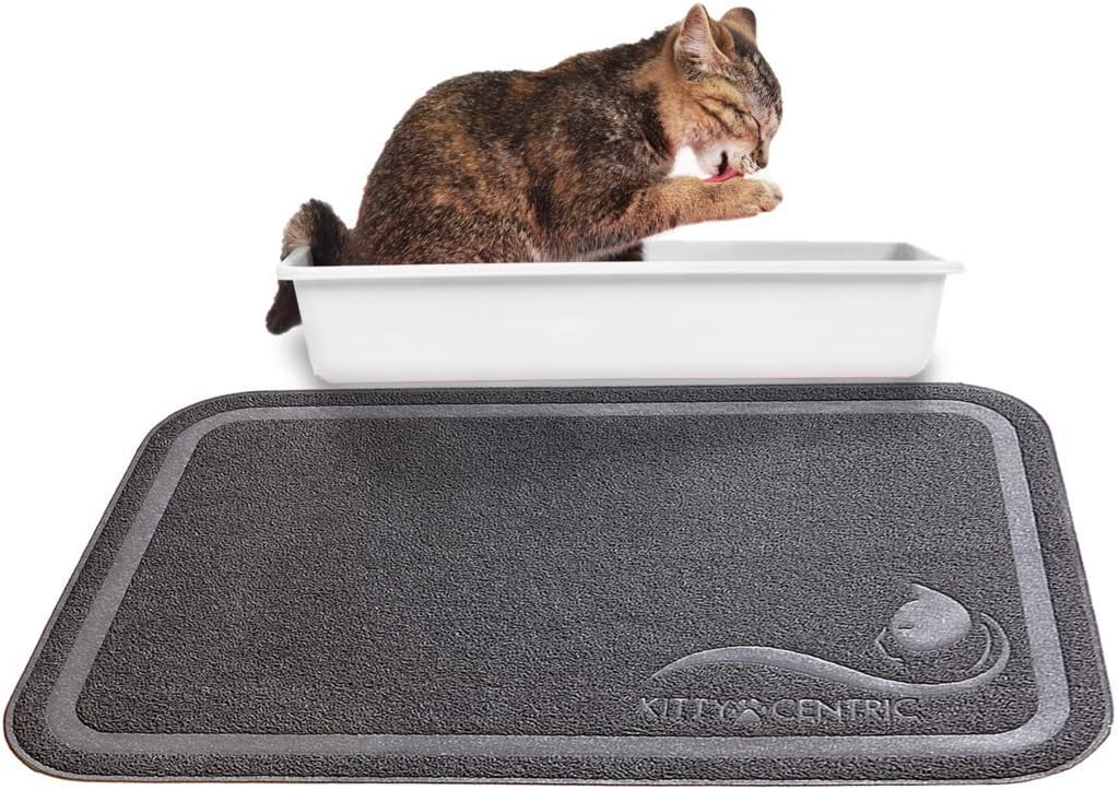 Kittycentric Cat Litter Mat with Scatter Control, X-Large, 35.4" L x 23.5" W, Dark Grey