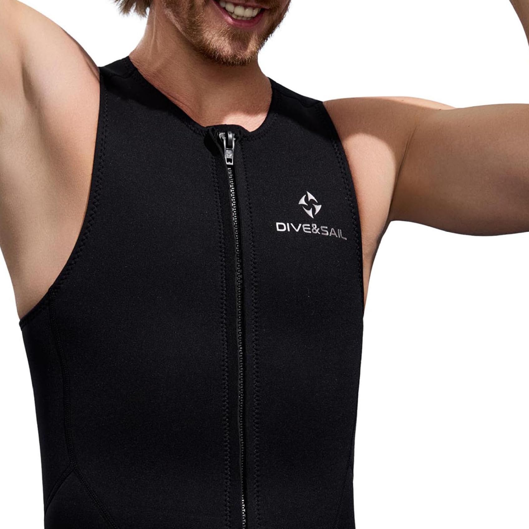 Uomo Muta in Neoprene Mm Senza Maniche Cerniera Anteriore per Immersioni Surf Sport Acquatici Triathlon