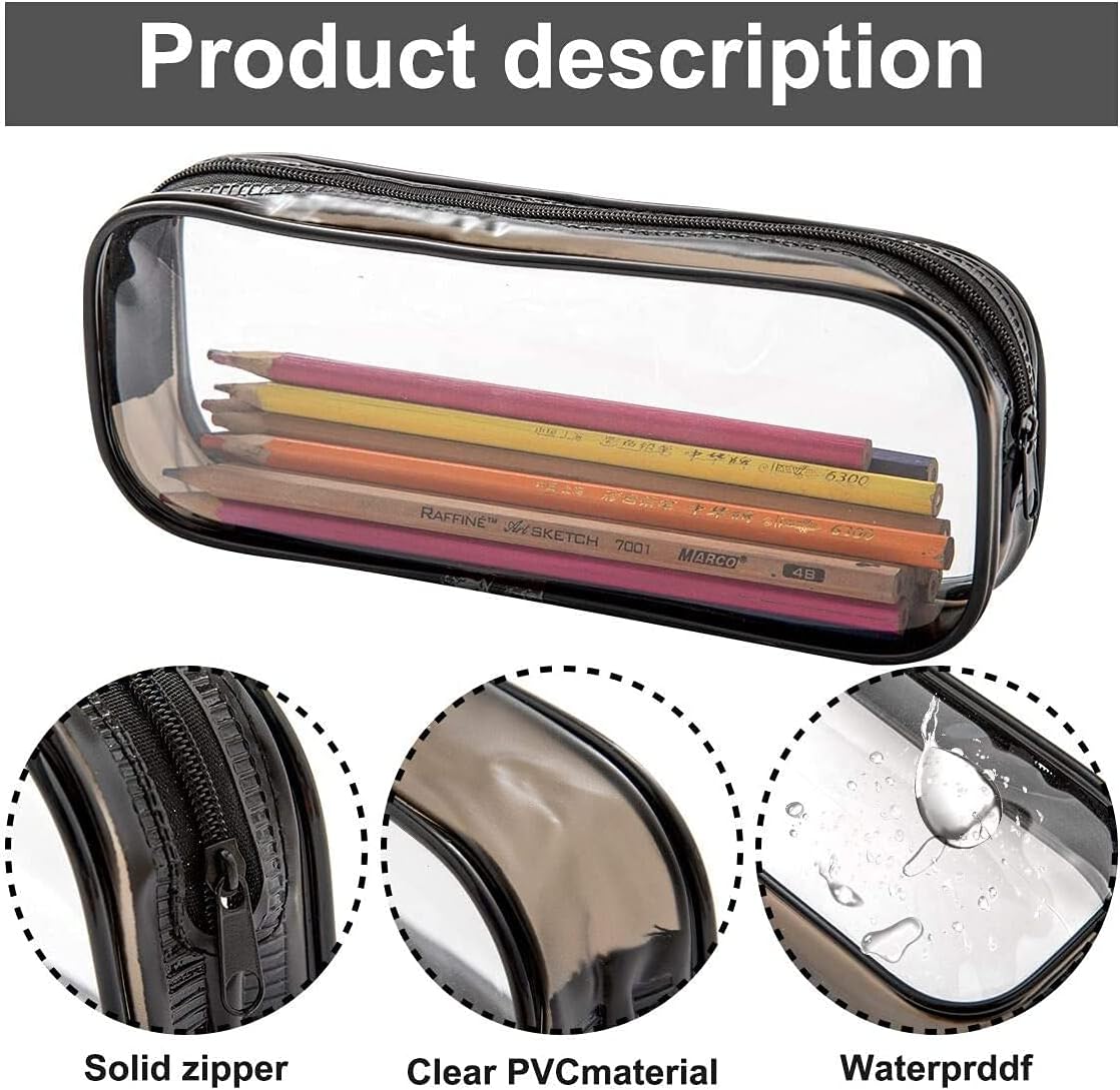 AMZMUKAUP 8 Pieces Transparent PVC Pencil Case, Clear Pencil Case, Makeup Bag - Image 5