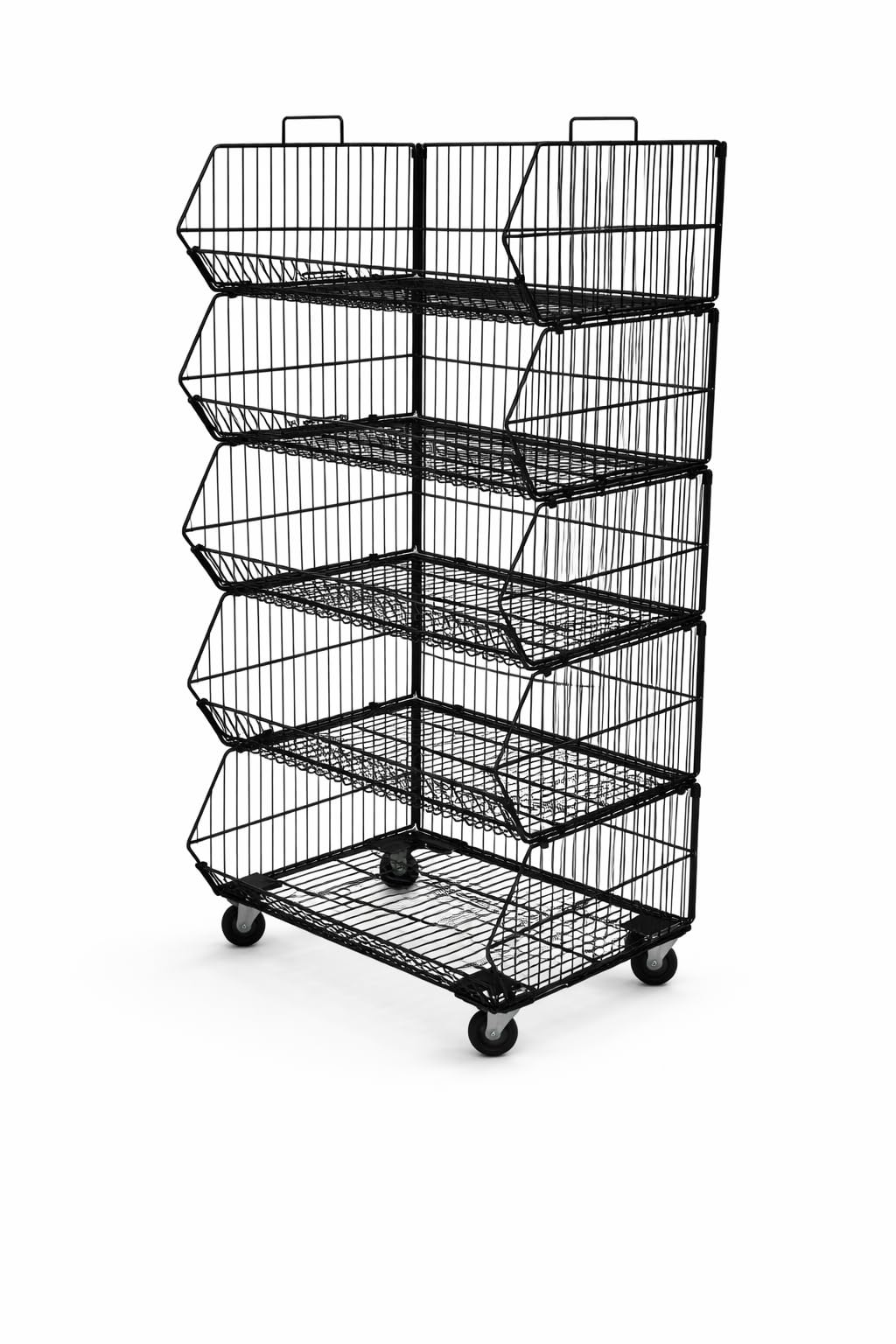 Black Heavy Duty 5 Tier Stackable Display Baskets for Retail Shop Supermarket - 60cm