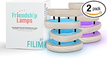 Friendship Lamp® by Filimin Set of 2 Long Distance Touch Lamps – WiFi Connected, Long Distance Gifts, Touch Activated Table Lamp, Long Distance Friendship Gifts, LED Light - Mid Century White/Black