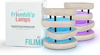 Friendship Lamp® by Filimin Set of 2 Long Distance Touch Lamps – WiFi Connected, Long Distance Gifts, Touch Activated Table Lamp, Long Distance Friendship Gifts, LED Light - Mid Century White/Black