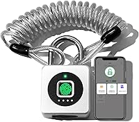 Vista 12 de Pothunder Cerradura de huellas dactilares con aplicación, candado biométrico sin llave de cable de acero, resistente al agua inteligente