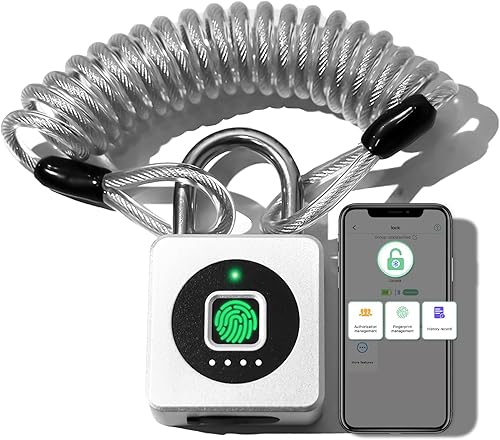 Miniatura 10 de Pothunder Candado de Huella Dactilar con APP, Cerradura Biométrica sin Llave, Candado Inteligente Impermeable Adecuado para Gimnasio, Casillero,