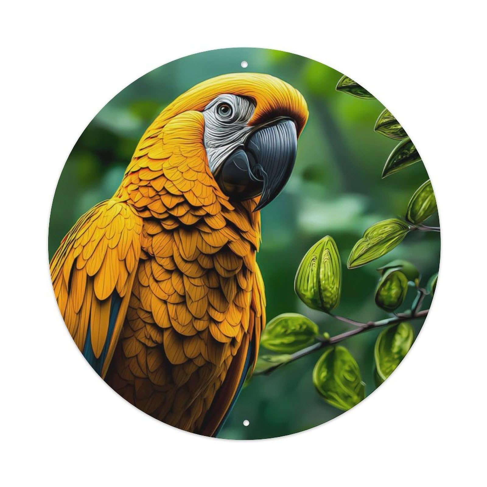 Animal Golden Macaw Tropical Jungle Vintage Metal Tin Sign Plaque Wall Decor for Cafe, Club Bar, Office, Garden Metal Poster 8x8Inch
