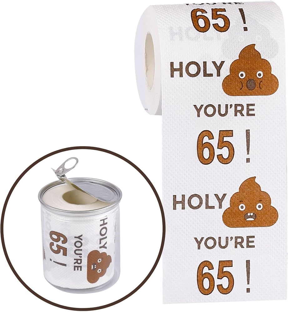 Happy 65th Birthday Toilet Paper Roll 3-Ply Funny Birthday Gifts for Men and Women Novelty for Birthday Party Decorations 65 Party Supplies (65th Years) — 사진 1