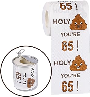 Happy Birthday Gifts for Boys Son and Girls - 3-Ply Funny Toilet Paper Roll, Birthday Toilet Paper Gag Funny Birthday Gift Novelty for Birthday Party Decorations Eighteenth Party Supplies (65th Years)