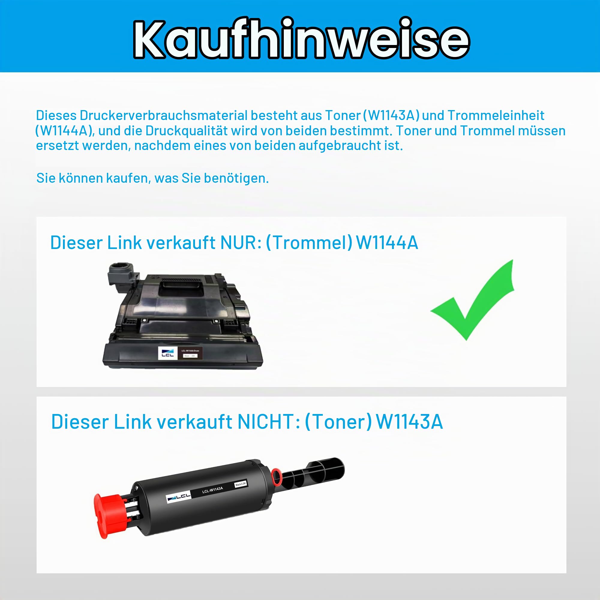LCL Trommel 144A W1144A Drum (1Schwarz) Kompatibel zu HP Neverstop Laser MFP 1201n 1202w 1202nw Neverstop Laser 1001nw
