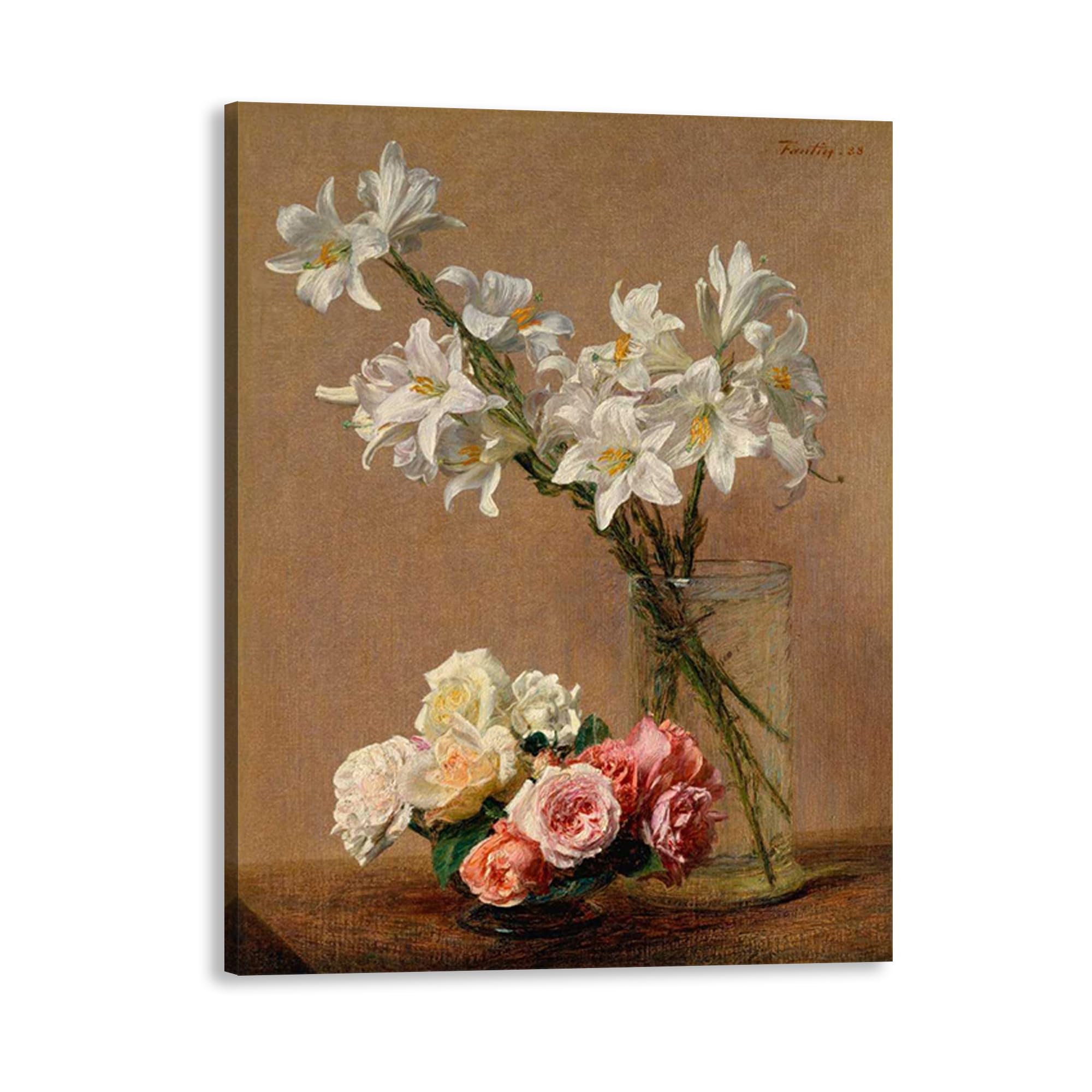 Toile Henri Fantin-Latour Roses and Lilies pour habiller un mur vide