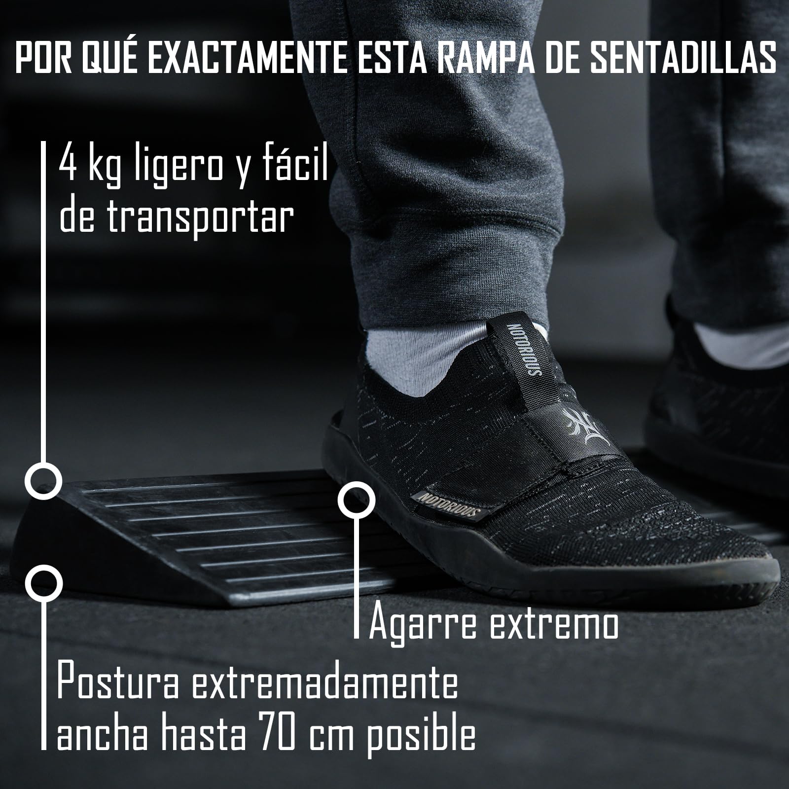 Strength Shop Bloque de cuña Sentadillas con Guía de Posición, Caucho Sólido (4kg), Cuña Antideslizante para Mayor Movilidad, Ideal como para Slant Board, estirador de pantorrillas & Co.