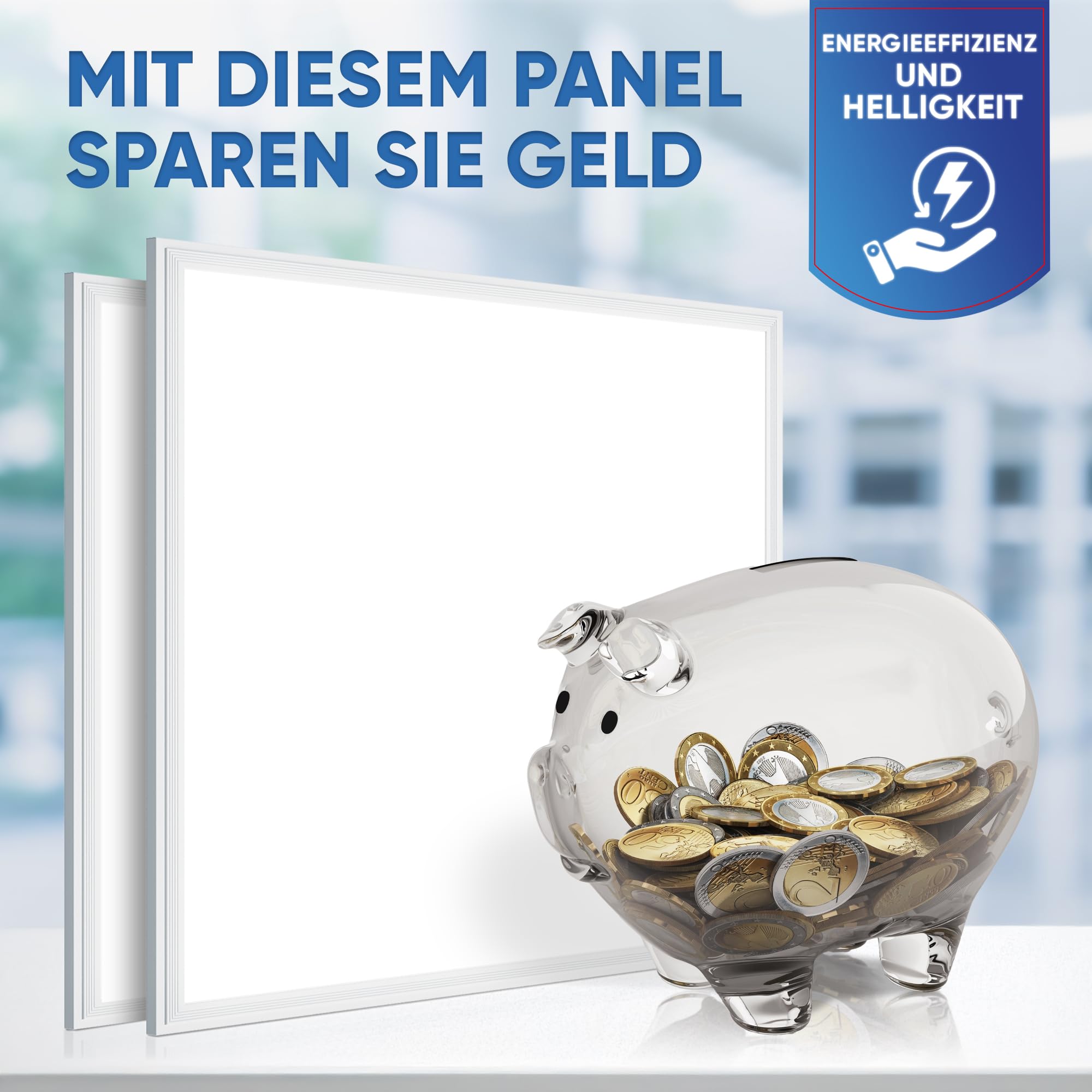 LECOM LED Panel 62x62 Neutralweiß 24W 4500lm Rasterdecke Büroleuchte Flach | Für professionelle Arbeitsbereiche. Energieeffiziente Alternative zu klassischen Rasterleuchten in Büro, Klassenraum, Praxis.