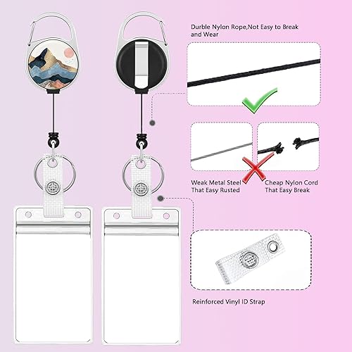 Miniatura 17 de Llavero retráctil de carrete de insignia, resistente con clip para cinturón, soporte para tarjetas de identificación verticales impermeables para 1