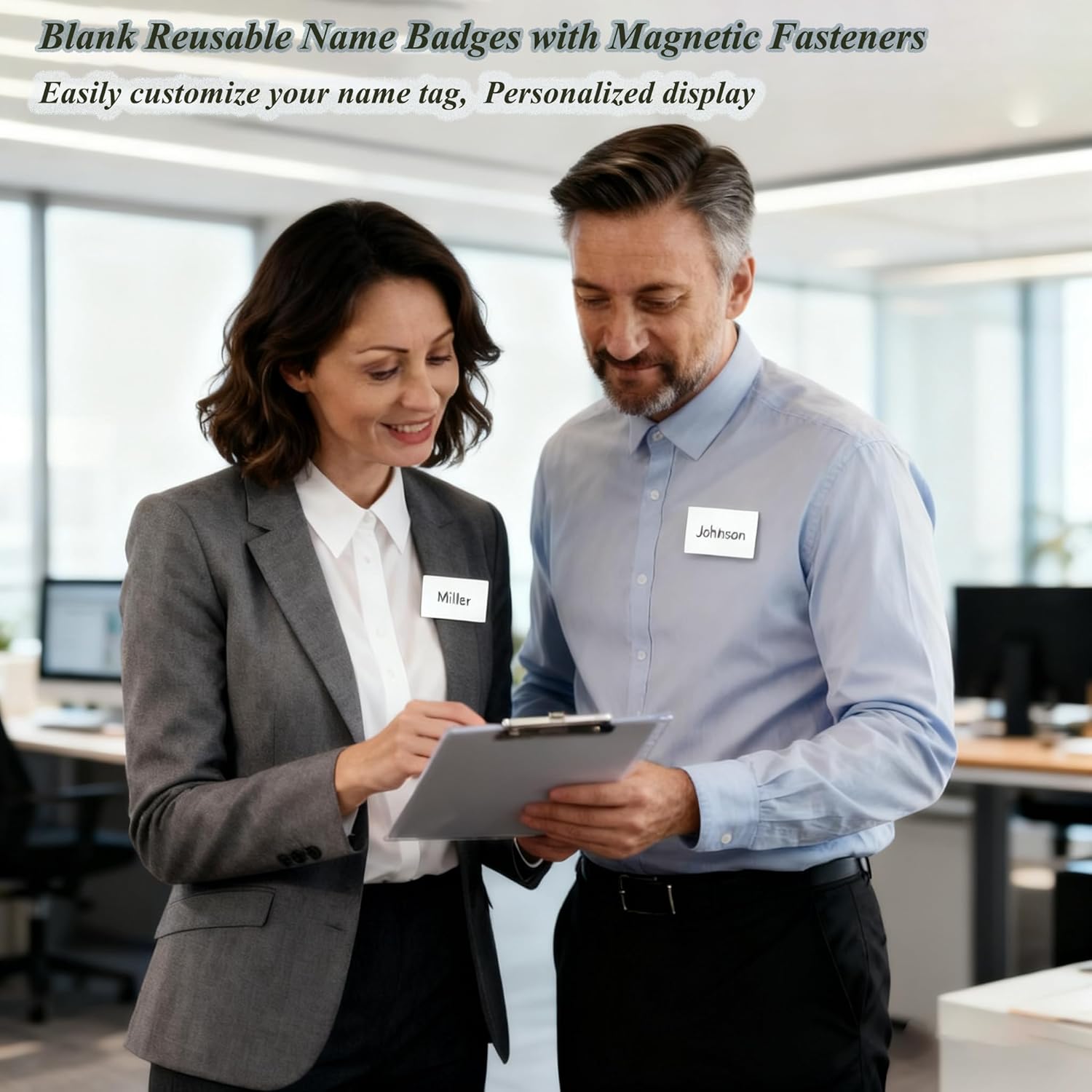 20 pcs Magnetic Name Tags, Sublimation Name Badge with Magnetic Backing, Blank Reusable Name Badges with Magnetic Fasteners for Personalized Office School Supplies (2.1" X 3.4") - Image 2