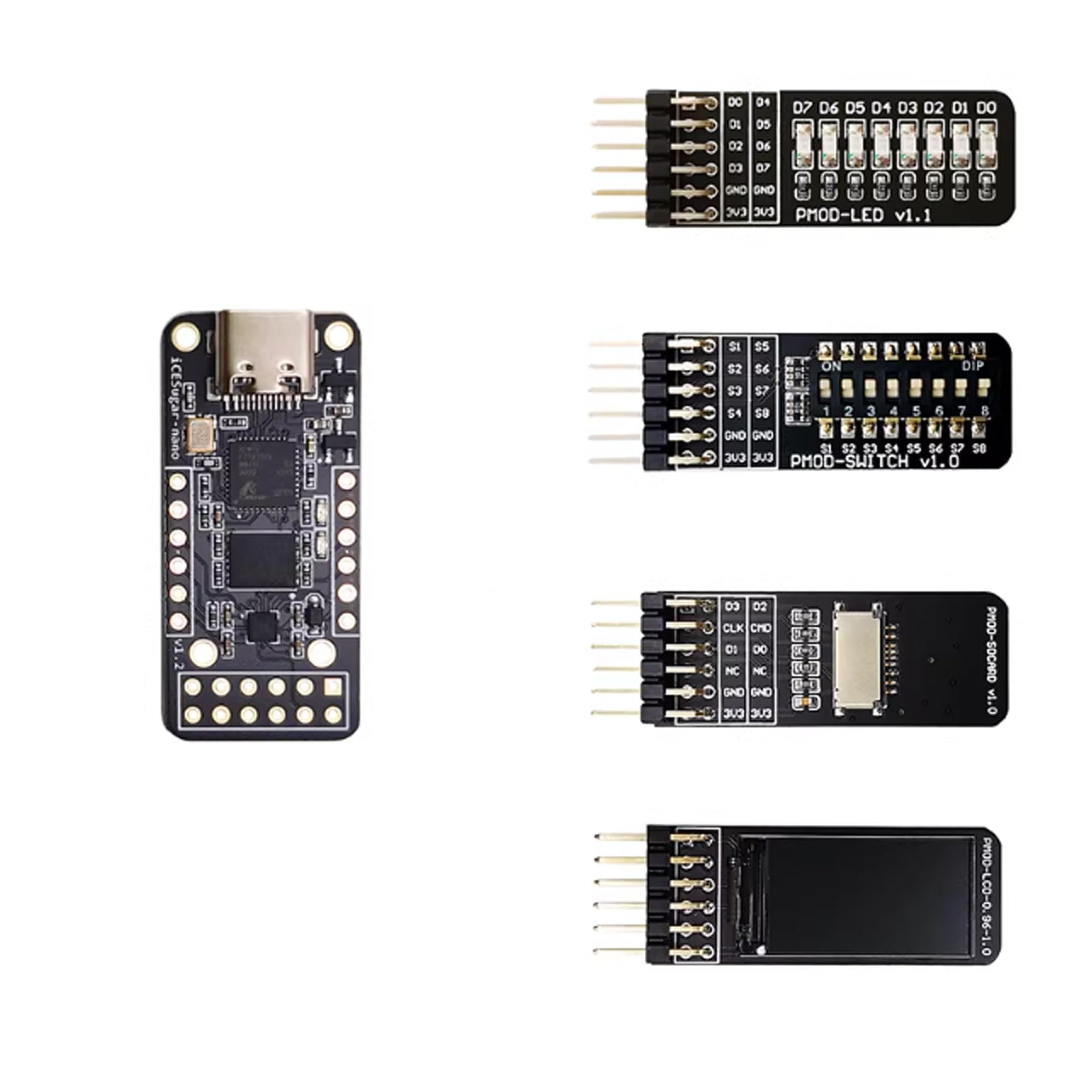 iCESugar-Nano FPGA Board, iCE40LP1k RISC-V, 4 PMOD Module iCELink Debugger | Kompaktes Open-Source-Board mit RISC-V-Technik, optimal für FPGA-Entwicklung, Debugging und individuelle Elektronikprojekte