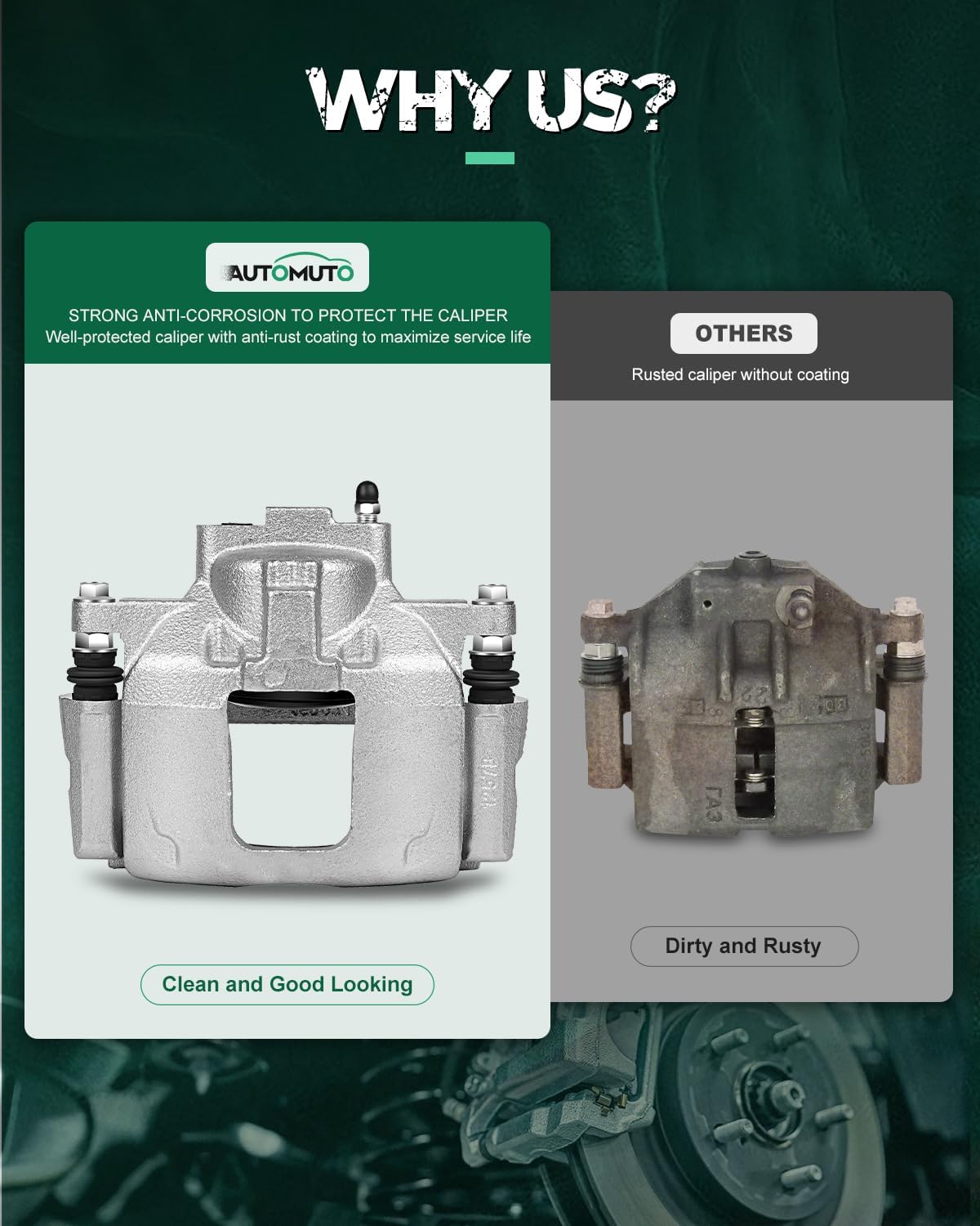 AUTOMUTO Front Left & Right 18B5045 18B5044 Disc Brake Calipers With Bracket For Chrysler 2008-2012 For Dodge 2007-2016 For Jeep 2007-2012 For Ram 2012 For Volkswagen 2009-2012