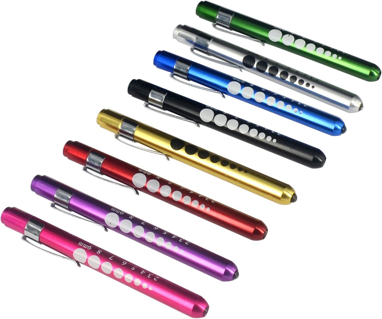 YESTARUSA Pupil Gauge Reusable Penlight Pen Light 8 Pack 8 Colors White Light