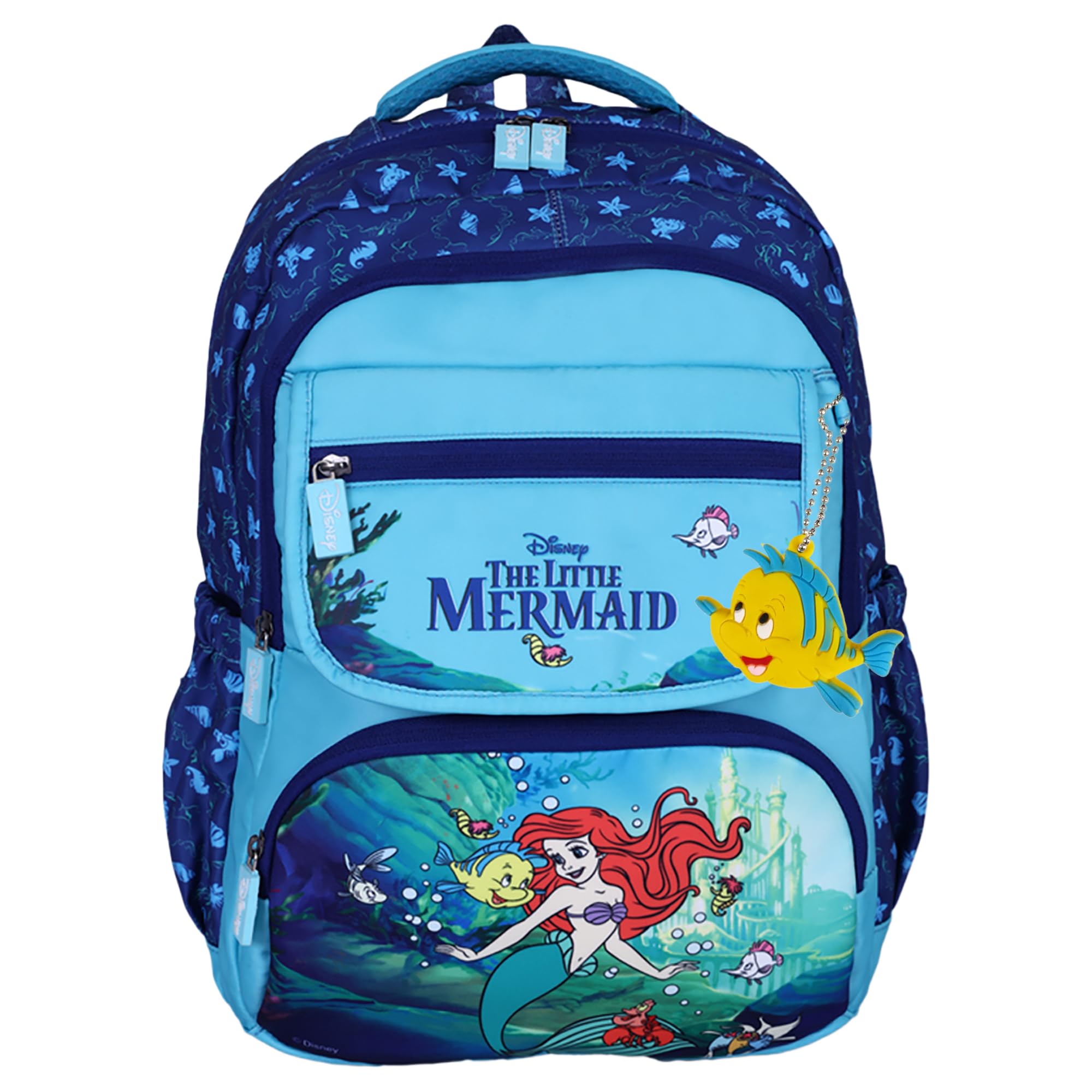 Disney School Bags for Girls|Mermaid 7 Bag (Spring 2024 Collection)|Water Resistant Bag for Kid Bag|School Bag for Kids|16 Inch Bag|35L Huge Bag|Tuition Bag|Gift for Girl|Blue
