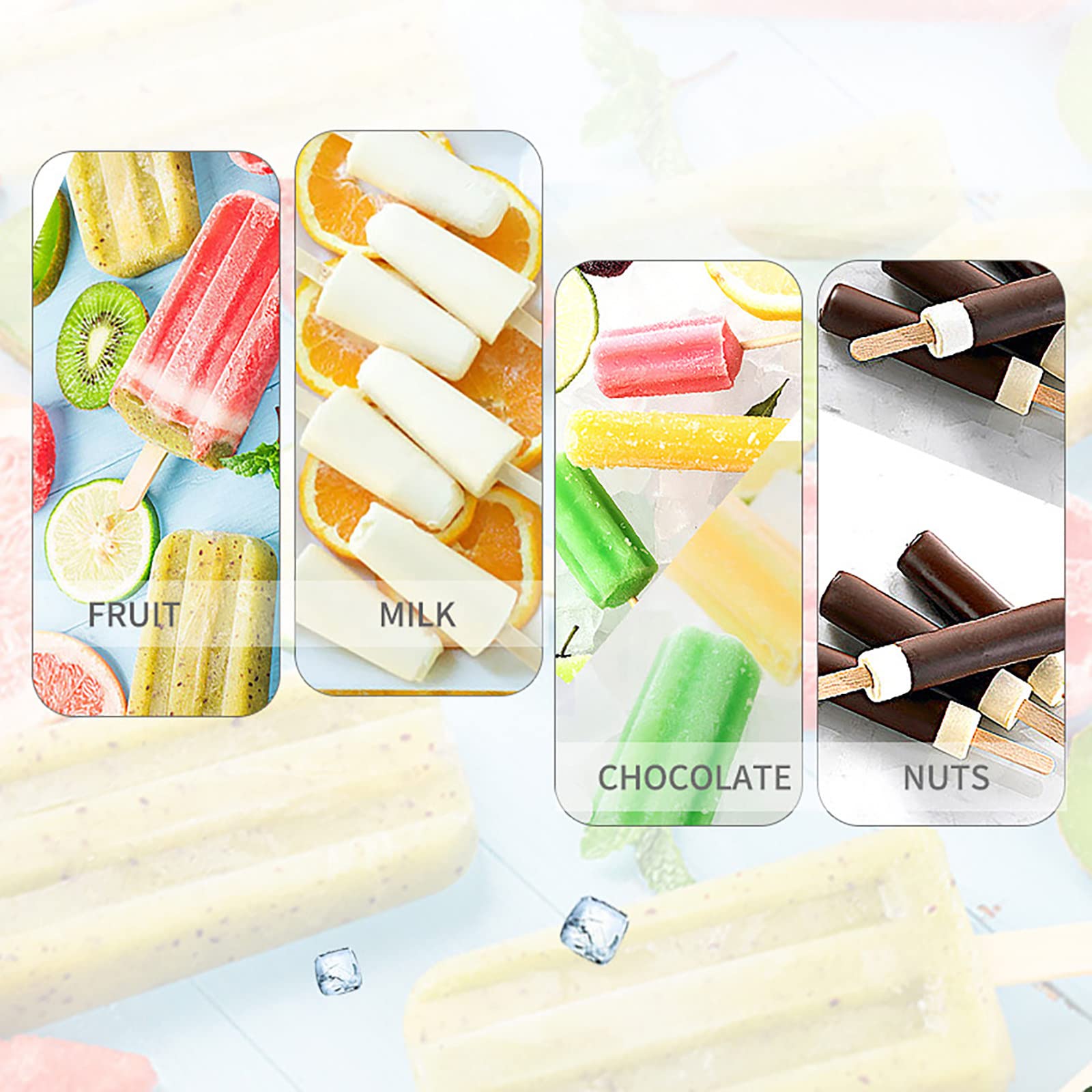 Moldes para paletas de hielo reutilizables de acero inoxidable de grado alimenticio, 40 unidades, moldes de polos de hielo de calidad comercial para golosinas caseras fáciles