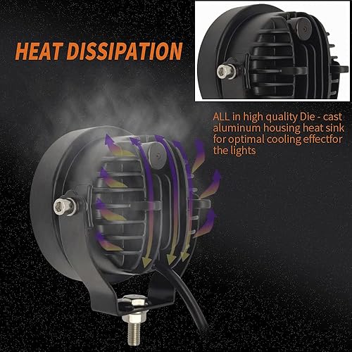 Miniatura 4 de Luces LED redondas amarillas antiniebla para conducción todoterreno, 2 unidades, luces LED superbrillantes de 4 pulgadas, luces auxiliares de