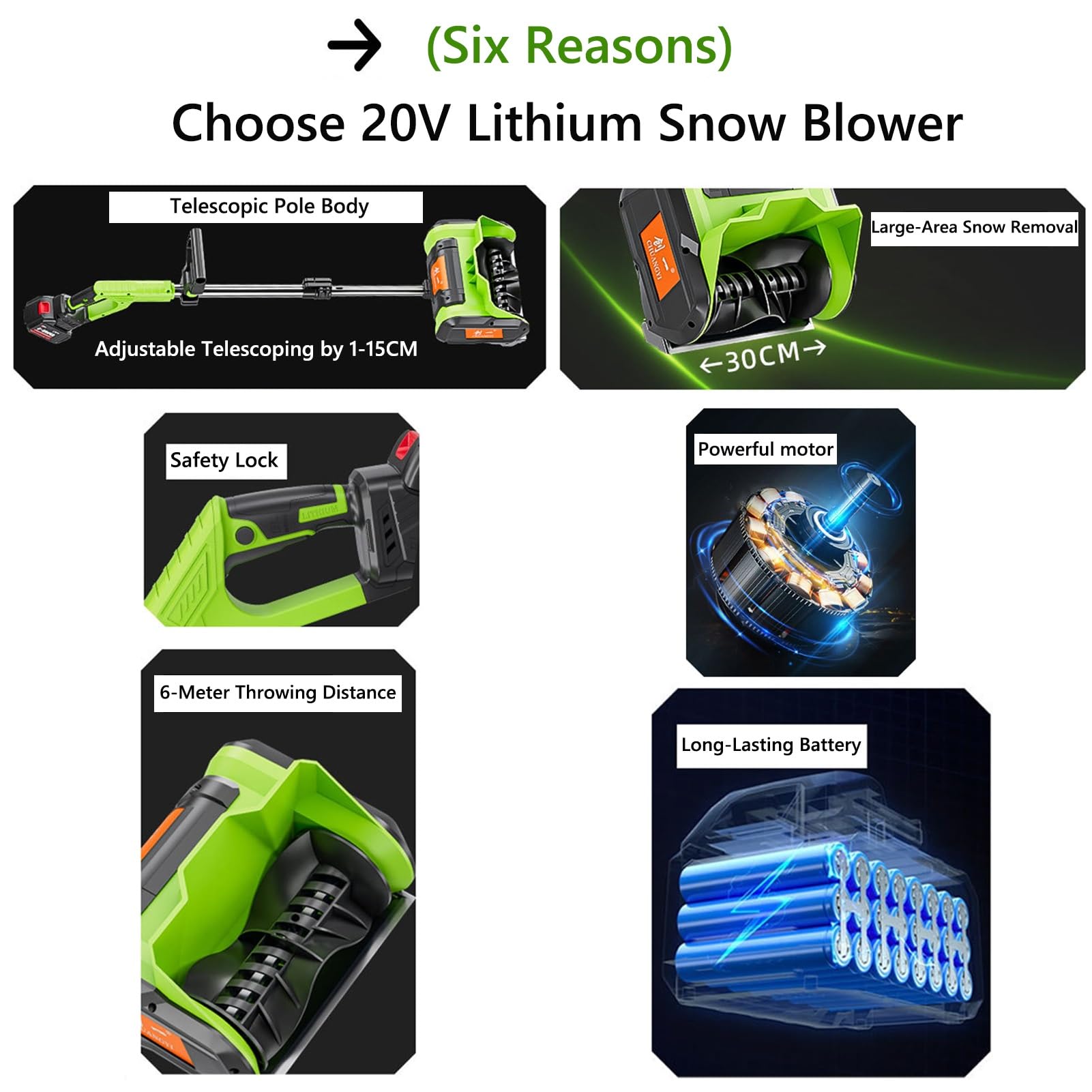 Spazzaneve Senza Filo 2x20V,Spazzaneve Elettrico Brushless 1200W,Larghezza di Spazzata di 30.48cm(12 Pollici),Pala da Neve con Troncone Regolabile,Per Viali/Terrasse(1x20V)