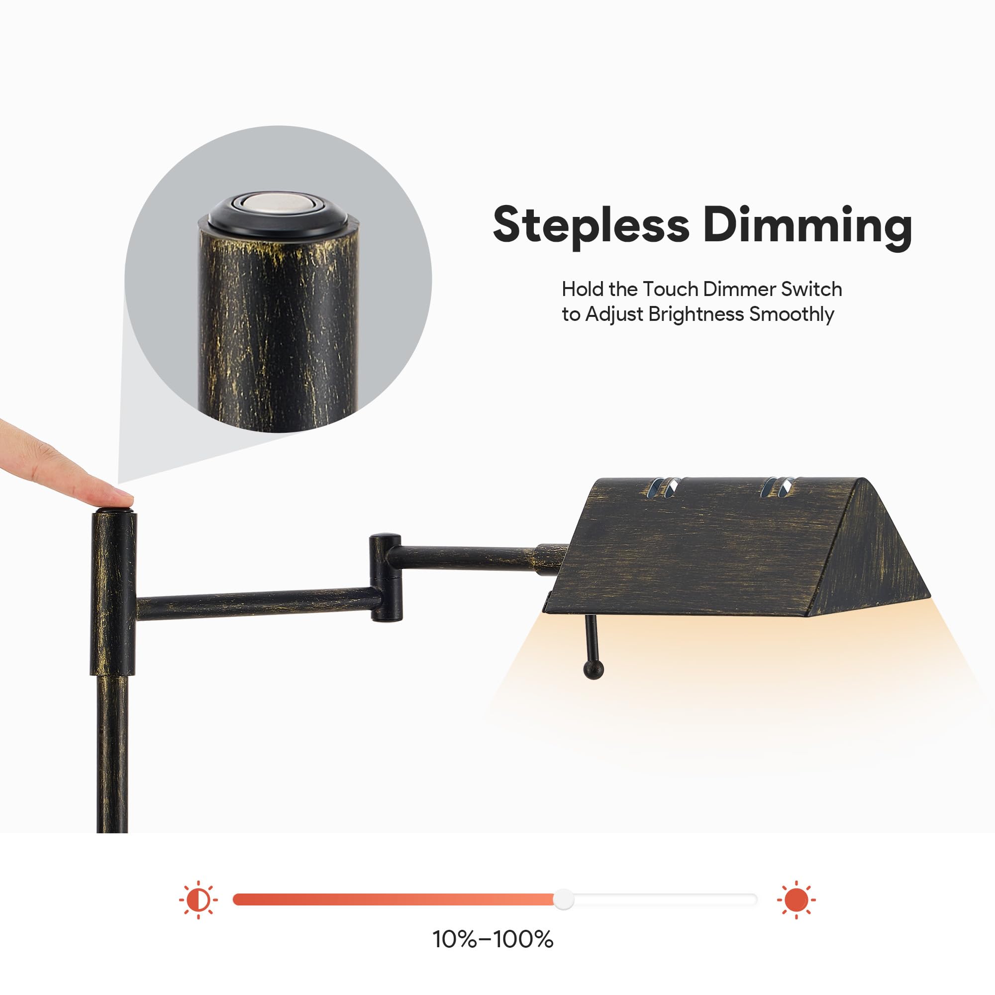 VONLUCE Dimmable LED Floor Lamp 56 Floor Lamp for Living Room with Adjustable Height Swing Arms 3 Color — view 4