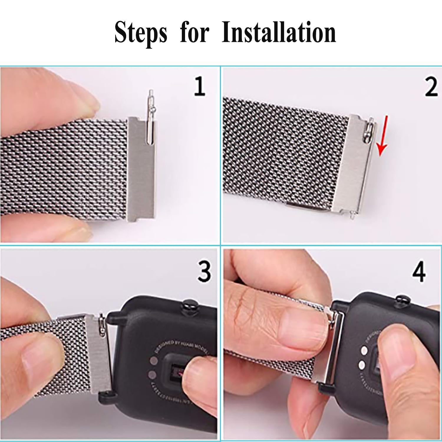 Kit de réparation de goupilles de bracelet de montre avec 10 broches à dégagement rapide en acier inoxydable et 1 outil de retrait de maillons de montre pour bracelets de montre