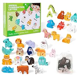 ElapseGlow Wooden Alphabet Puzzle for Kids Ages 3-5 - 52pcs ABC Animal Matching Game with Storage Bag, Montessori Learning Toys, 3D Letter Recognition Puzzle, Non-Toxic Educational Gift for Toddlers