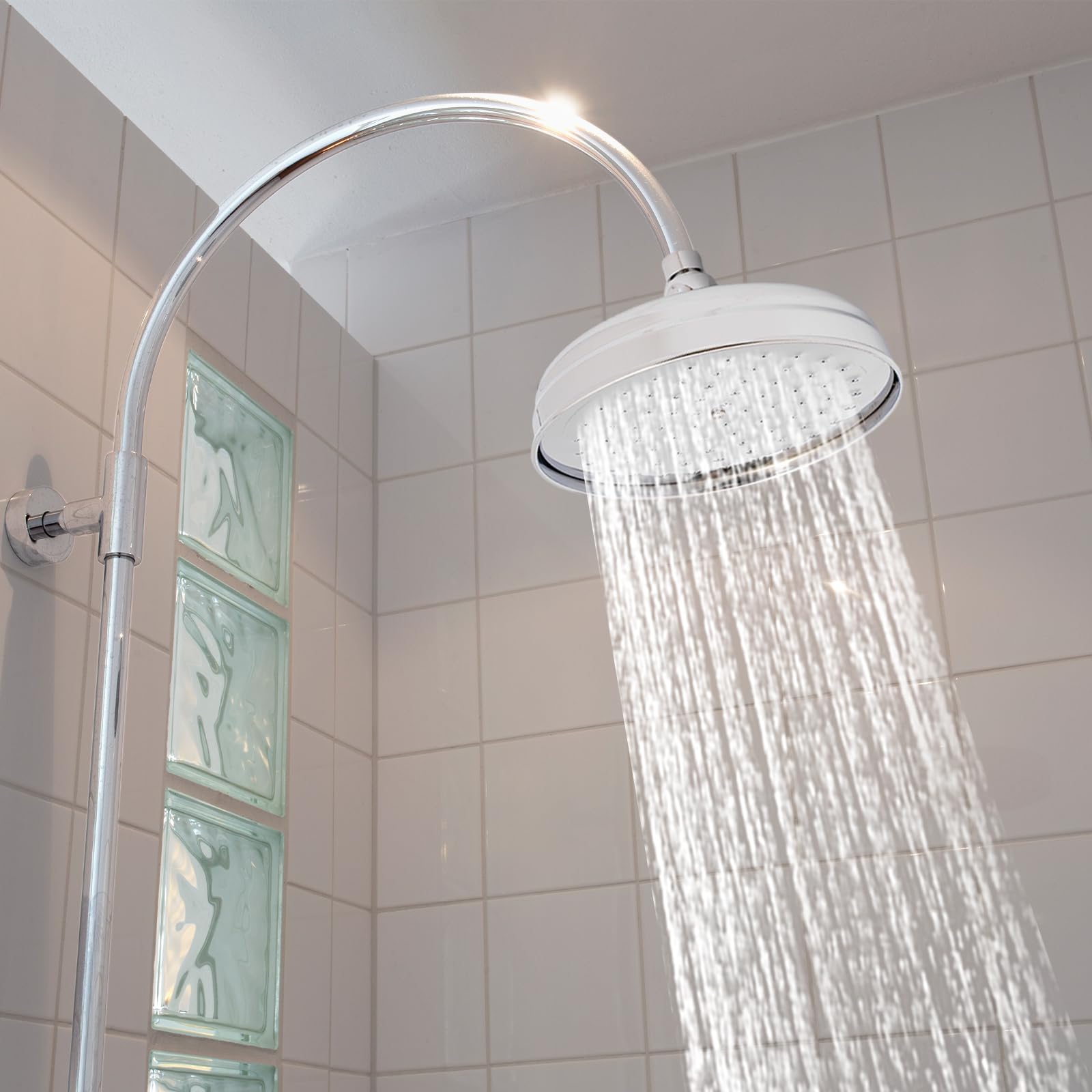Słuchawka prysznicowa ze stali nierdzewnej, deszczownica 20 cali, antyczny design, średnica 20 cm, regulowana 360°, przyłącze G1/2, chromowana powierzchnia, do łazienki, wytrzymała, trwała