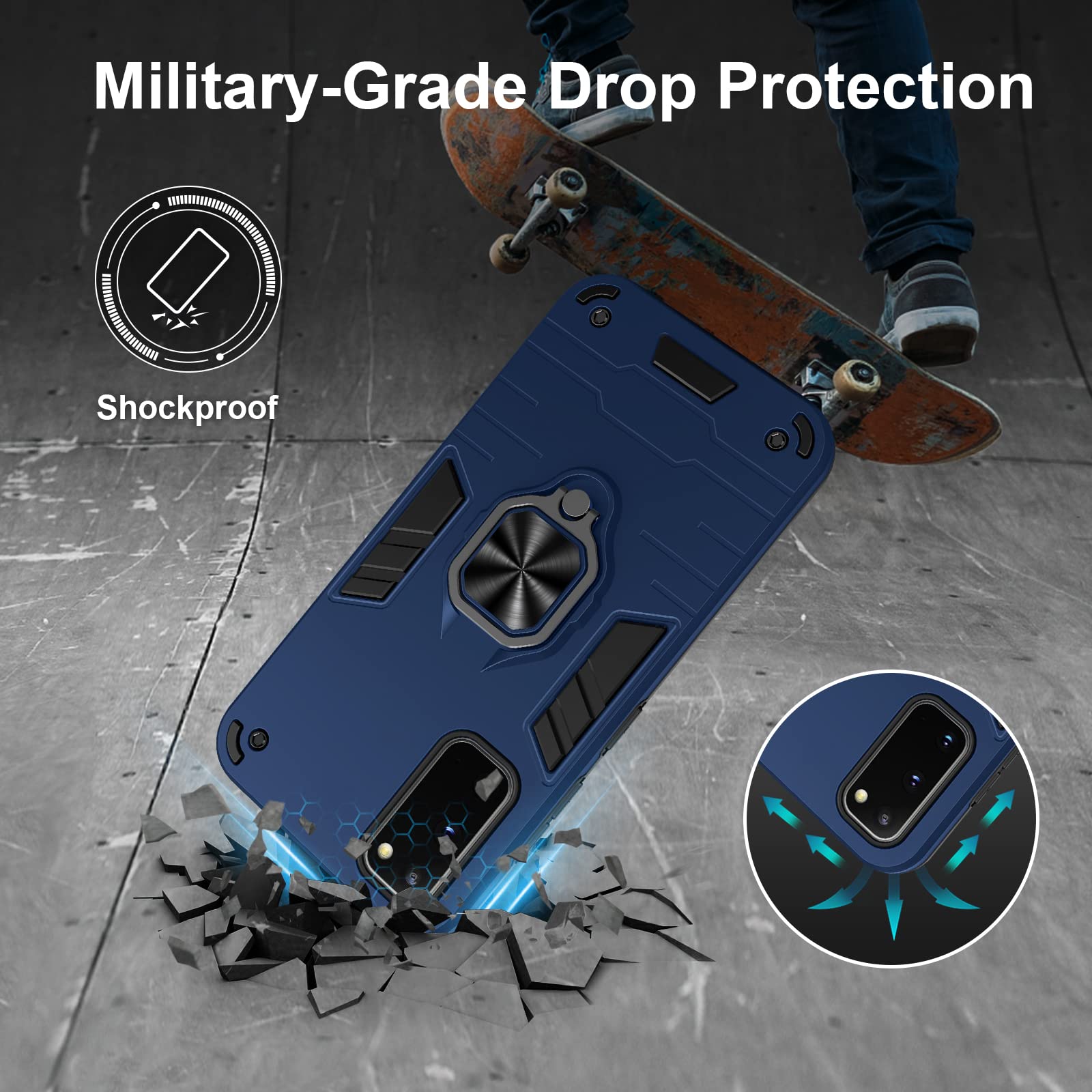 Funda para CMF Phone 2 Pro, Carcasa Antigolpes con Soporte anular metálico, Case Protectora de Grado Militar, Negro — view 244