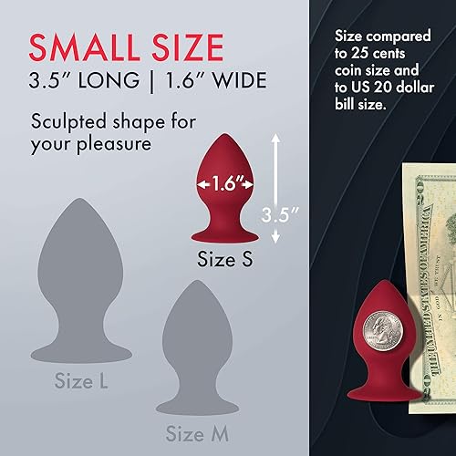 Miniatura 5 de Forto Tapón de silicona F-98 para hombres y mujeres, consolador de enchufe anal erótico (silicona, rojo, pequeño)