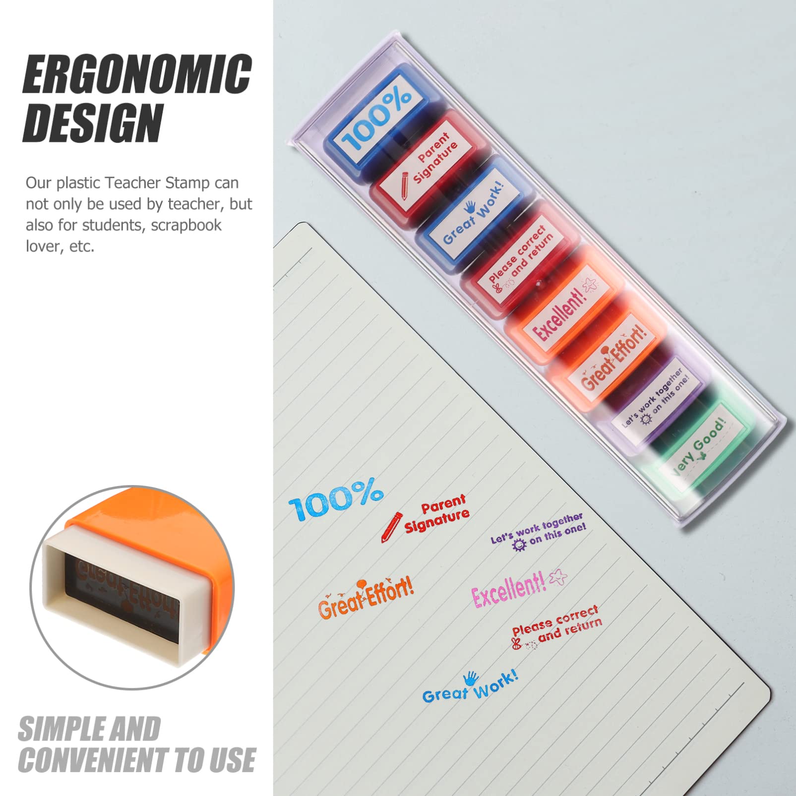 MAGICLULU 8pezzi Timbri Per Insegnanti Da Timbri Autoinchiostranti Con Design Creativo Per Incoraggiamento e Feedback Perfetti Per Scuole e Attività Di Scrapbooking