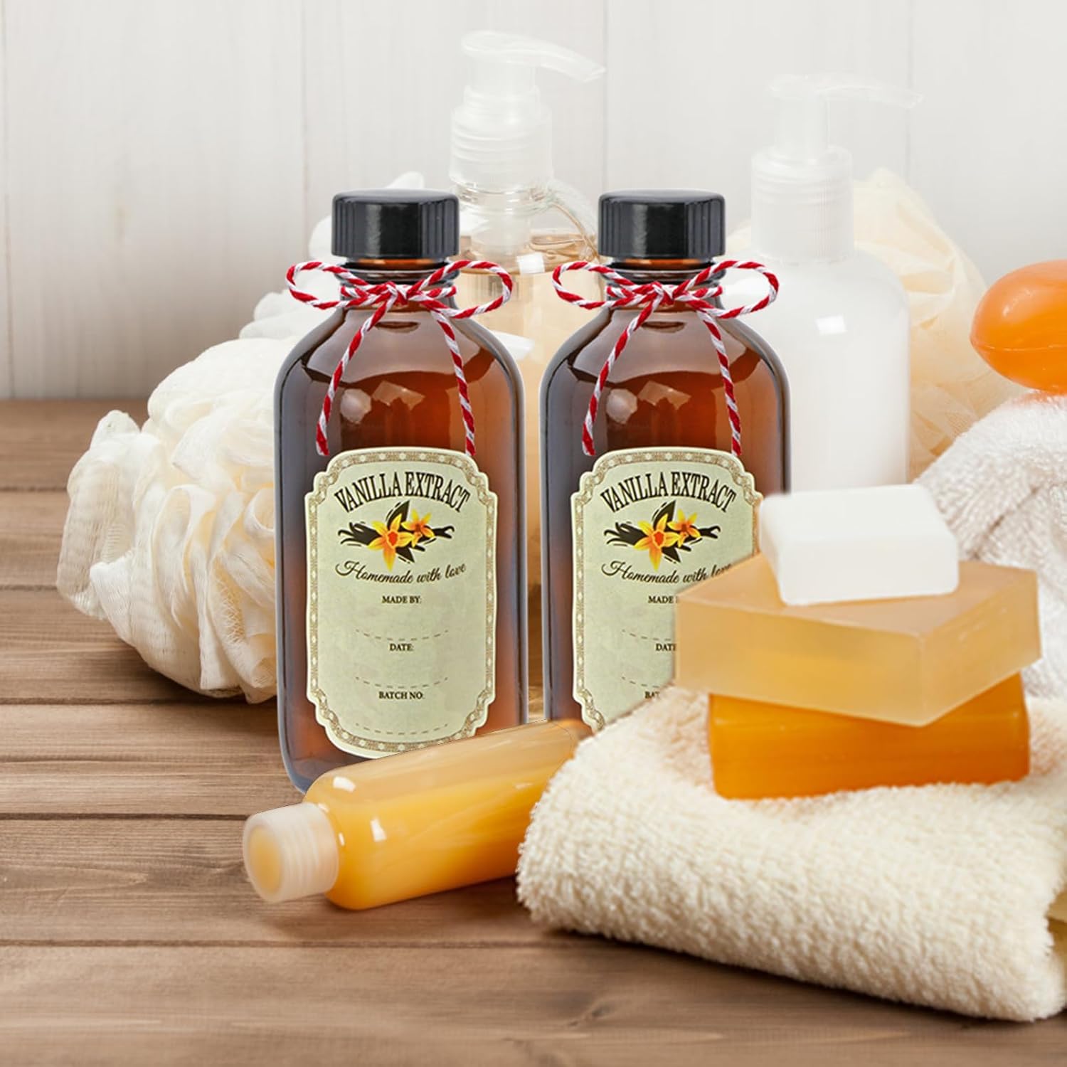 4 oz Amber Glass Bottles - Small Glass Jars with Black Lids Empty Boston Bottle,Dispensing Bottles for Homemade Vanilla Extract, Essential Oils, Herbal Medicine (6) - Image 5